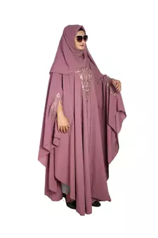 Pink embroidered crepe abaya