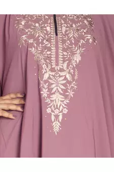 Pink embroidered crepe abaya