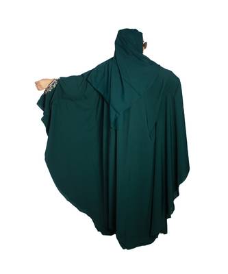 Green embroidered crepe abaya- Free size  2