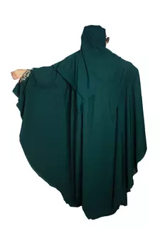 Green embroidered crepe abaya- Free size 