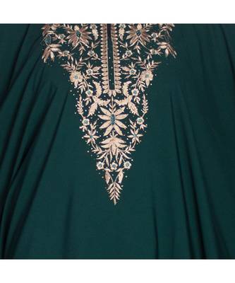 Green embroidered crepe abaya- Free size  5