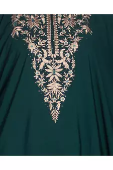 Green embroidered crepe abaya- Free size 