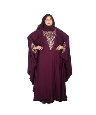 Purple embroidered crepe abaya 1