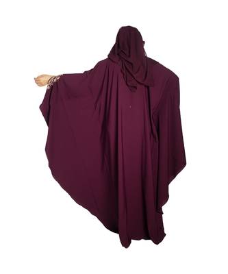 Purple embroidered crepe abaya 2