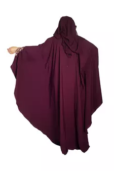 Purple embroidered crepe abaya