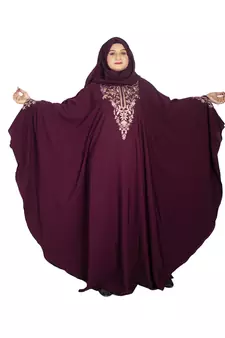 Purple embroidered crepe abaya