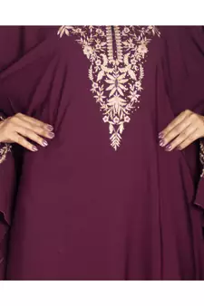 Purple embroidered crepe abaya