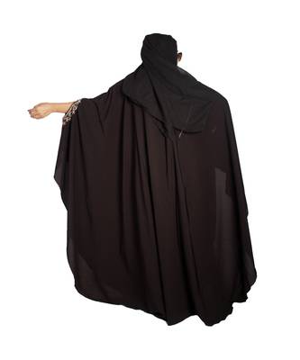 Brown embroidered crepe abaya 2