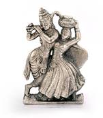 Lord Radha Krishna Antique White Metal Idol