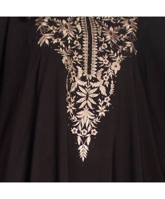 Brown embroidered crepe abaya 5