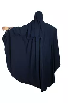 Blue embroidered crepe abaya