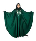 Green embroidered art silk abaya