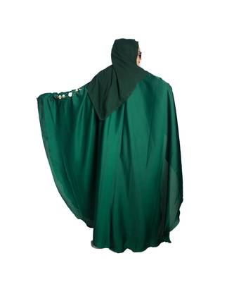 Green embroidered art silk abaya 2