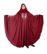 Maroon embroidered art silk abaya
