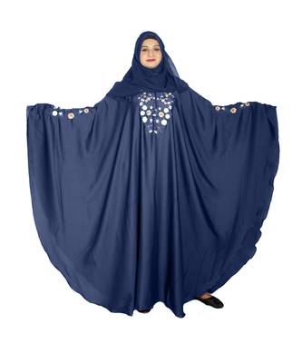 Blue embroidered art silk abaya 1