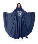 Blue embroidered art silk abaya