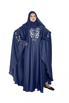 Blue embroidered art silk abaya