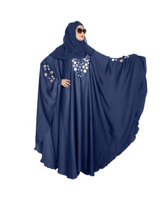 Blue embroidered art silk abaya 4