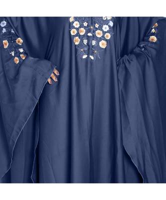 Blue embroidered art silk abaya 5
