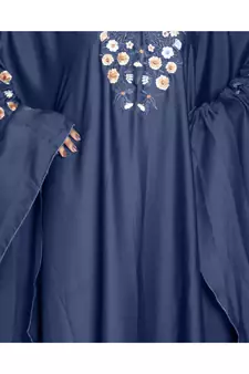 Blue embroidered art silk abaya