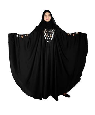 Black embroidered art silk abaya 1