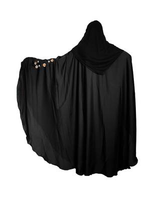 Black embroidered art silk abaya 2