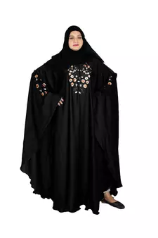 Black embroidered art silk abaya