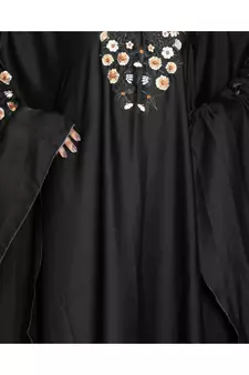 Black embroidered art silk abaya