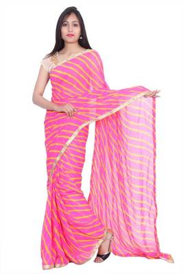 Kastiel Georgette Printed Lehariya Saree for women 1
