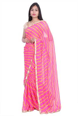 Kastiel Georgette Printed Lehariya Saree for women 2