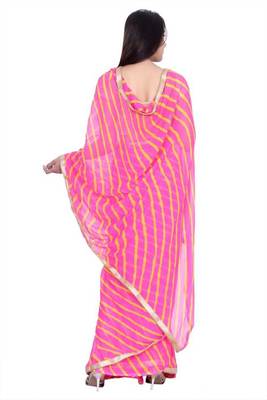 Kastiel Georgette Printed Lehariya Saree for women 4