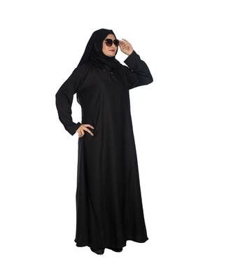 Black plain art silk abaya 4