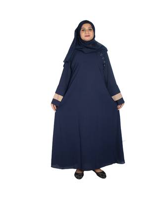 Blue plain crepe abaya 1