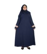 Blue plain crepe abaya