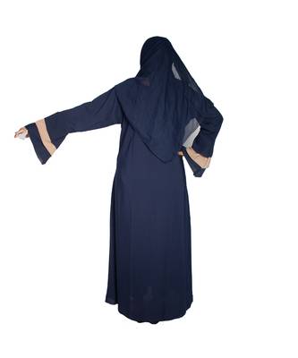 Blue plain crepe abaya 2
