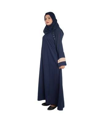 Blue plain crepe abaya 3