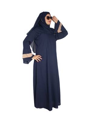 Blue plain crepe abaya 4