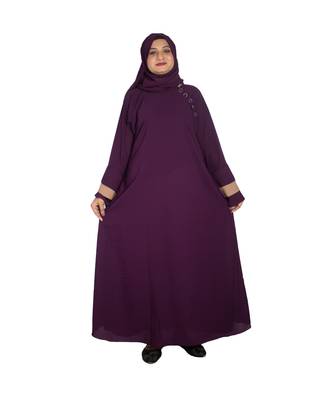 Purple plain crepe abaya 1