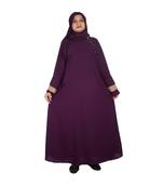 Purple plain crepe abaya