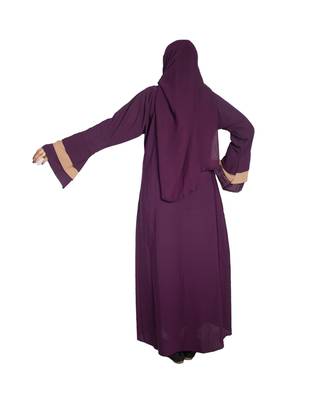 Purple plain crepe abaya 2
