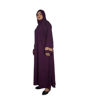 Purple plain crepe abaya 3