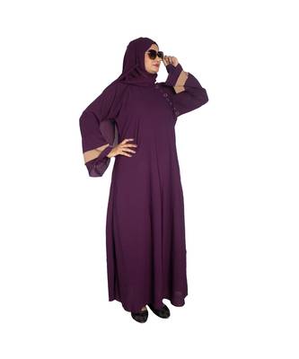 Purple plain crepe abaya 4