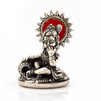White Metal Lord Ladoo Gopal Krishna Puja Idol 1