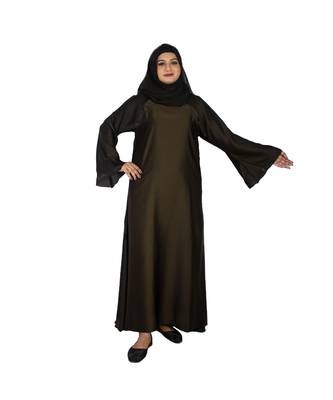 Green plain art silk abaya 1