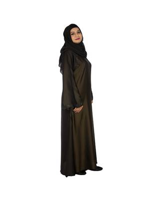 Green plain art silk abaya 3