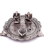 White Metal Lord Laxmi Ganesh With Dia Thali