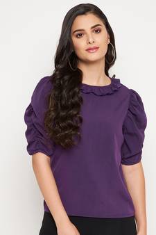 Purple plain polyester party-tops