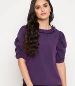 Purple plain polyester party-tops