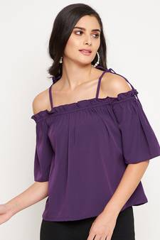 Purple plain polyester party-tops