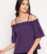 Purple plain polyester party-tops